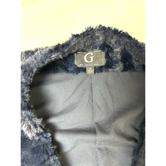 Midnight Blue Soft Faux Fur Luxury Vest by G. by Guiliana - Size M. SKU LRC4-2 - Picture 2 of 7